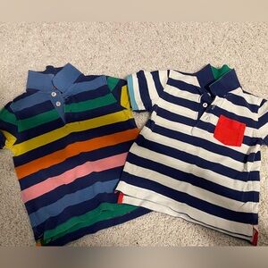 Pair Of Colorful Mini Boden boys' striped pique polo shirts 3-4 Year